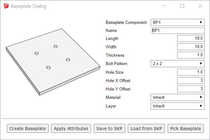 Baseplate dialog